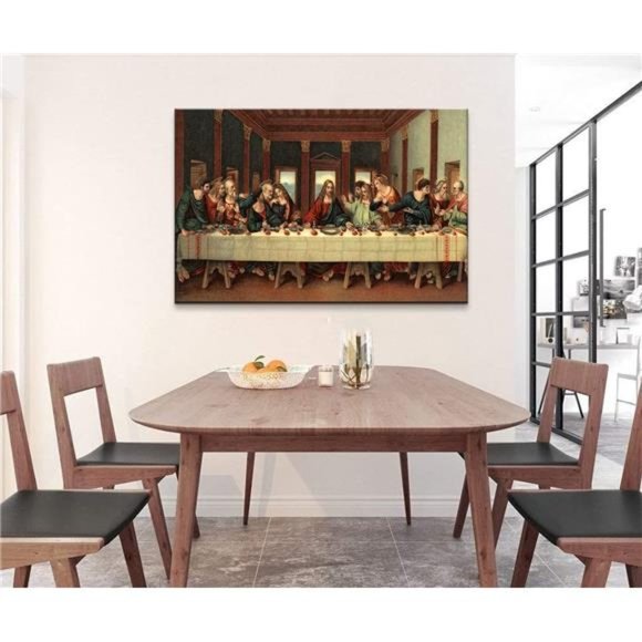 Last Supper Wall Decor Jesus Pictures Leonardo Da Vinci Poster(24''Hx36''W) - Picture 4 of 6